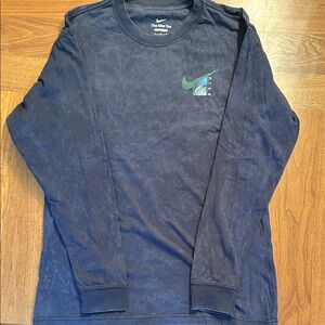 Nike Navy Long Sleeve Tee with Green Logo